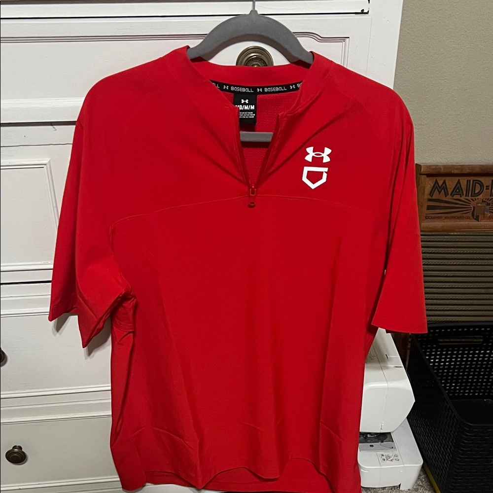 Under Armour Red Utility Short Sleeve Cage Baseball Jacket, NWT